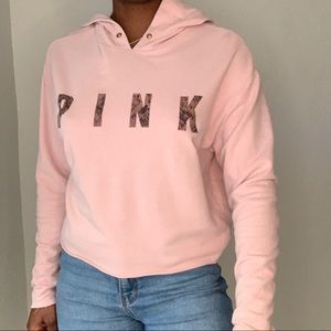 Pink hoodie with slit in back🐽